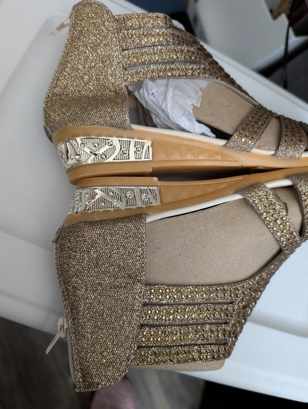 Gold Glitter Open-Toe Women's Sandals